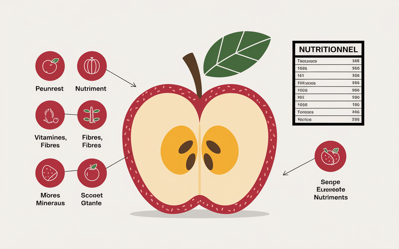 Coupe pomme avec nutriments détaillés