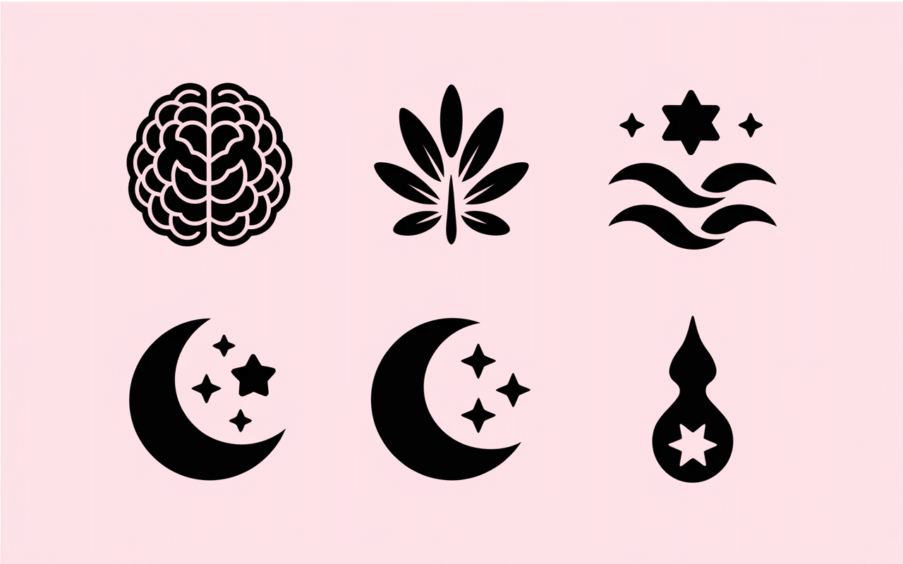 Icônes des bienfaits de l'ashwagandha