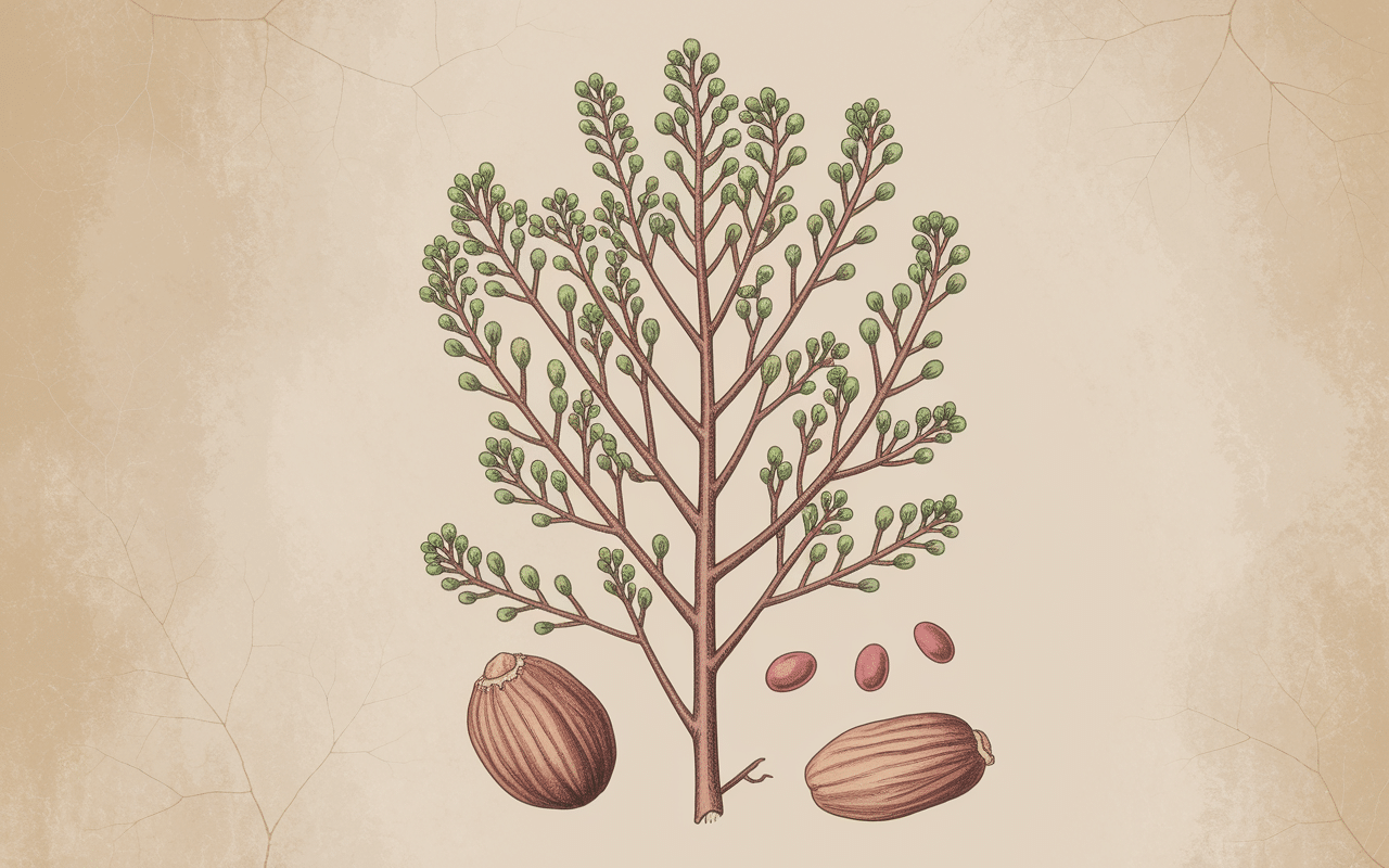 Illustration botanique détaillée de l'ashwagandha