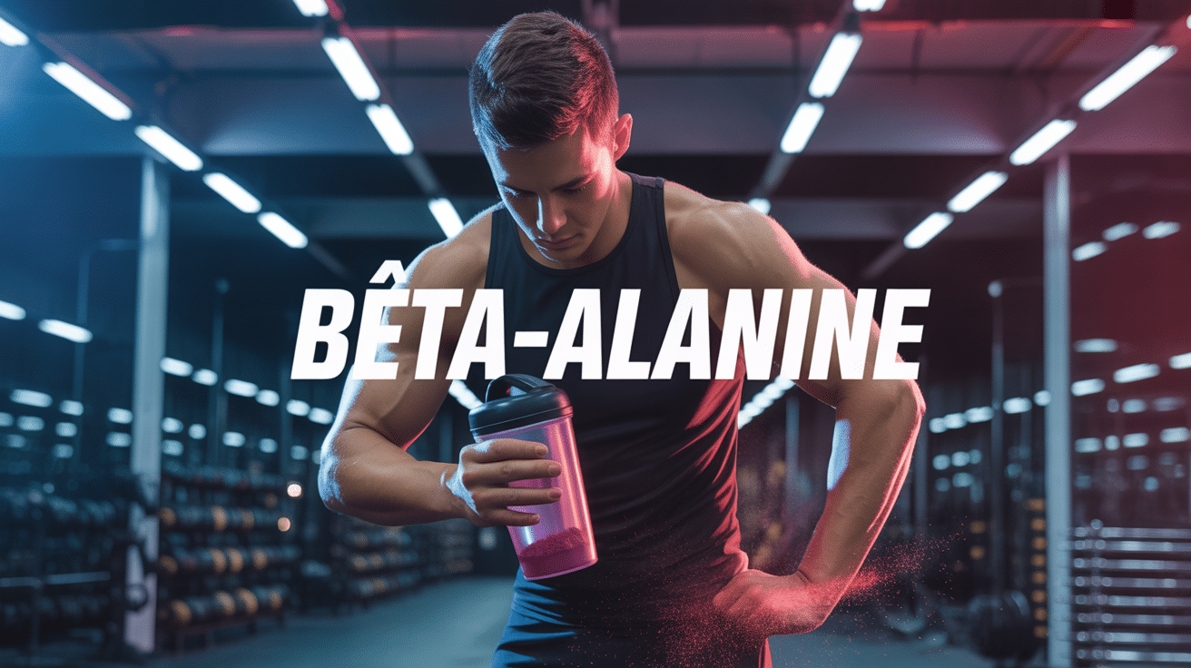 Athlète musculation avec shaker beta alanine
