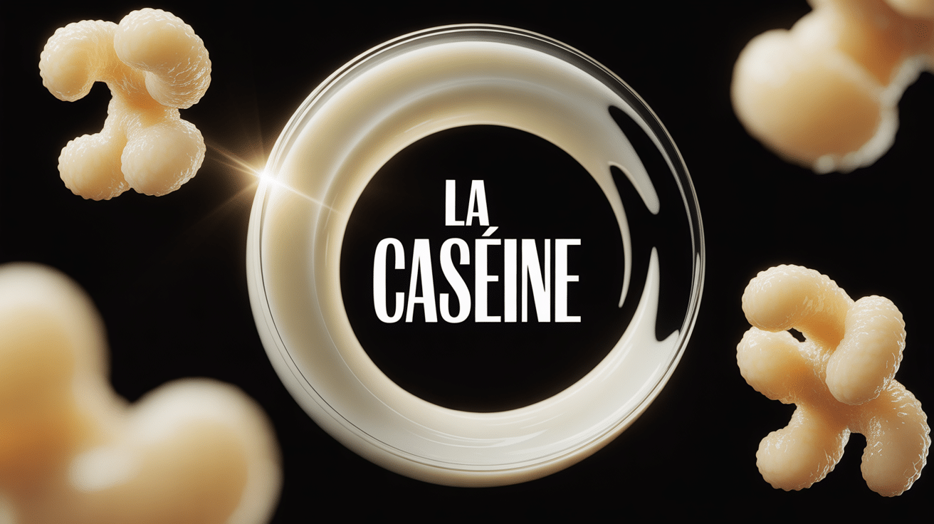 Structure moléculaire caséine dans tourbillon de lait