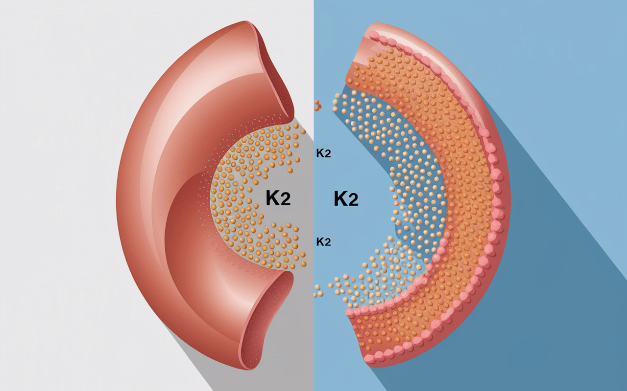 Distribution du calcium par vitamine K2 dans os et artères