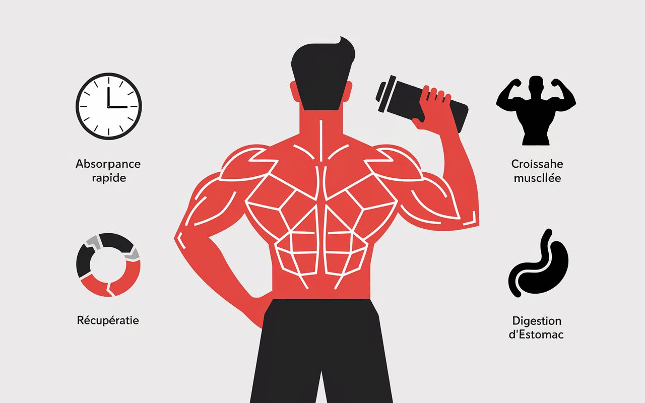 Infographie des bénéfices de la whey isolate pour athletes