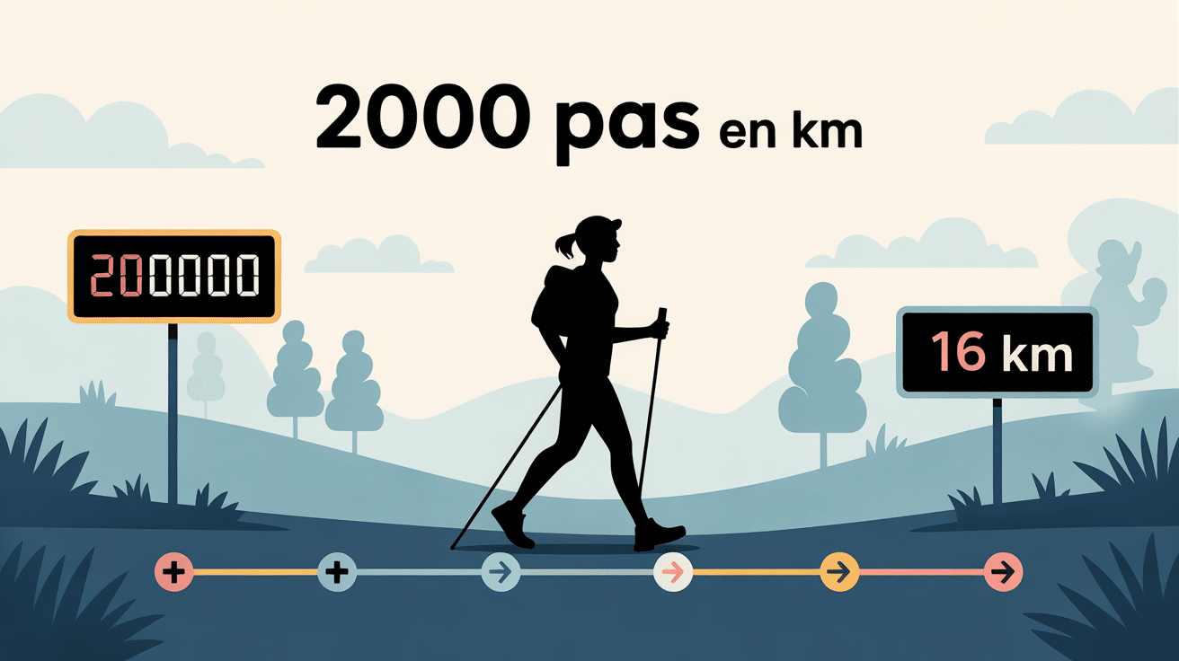Illustration silhouette personne marche 20000 pas en km