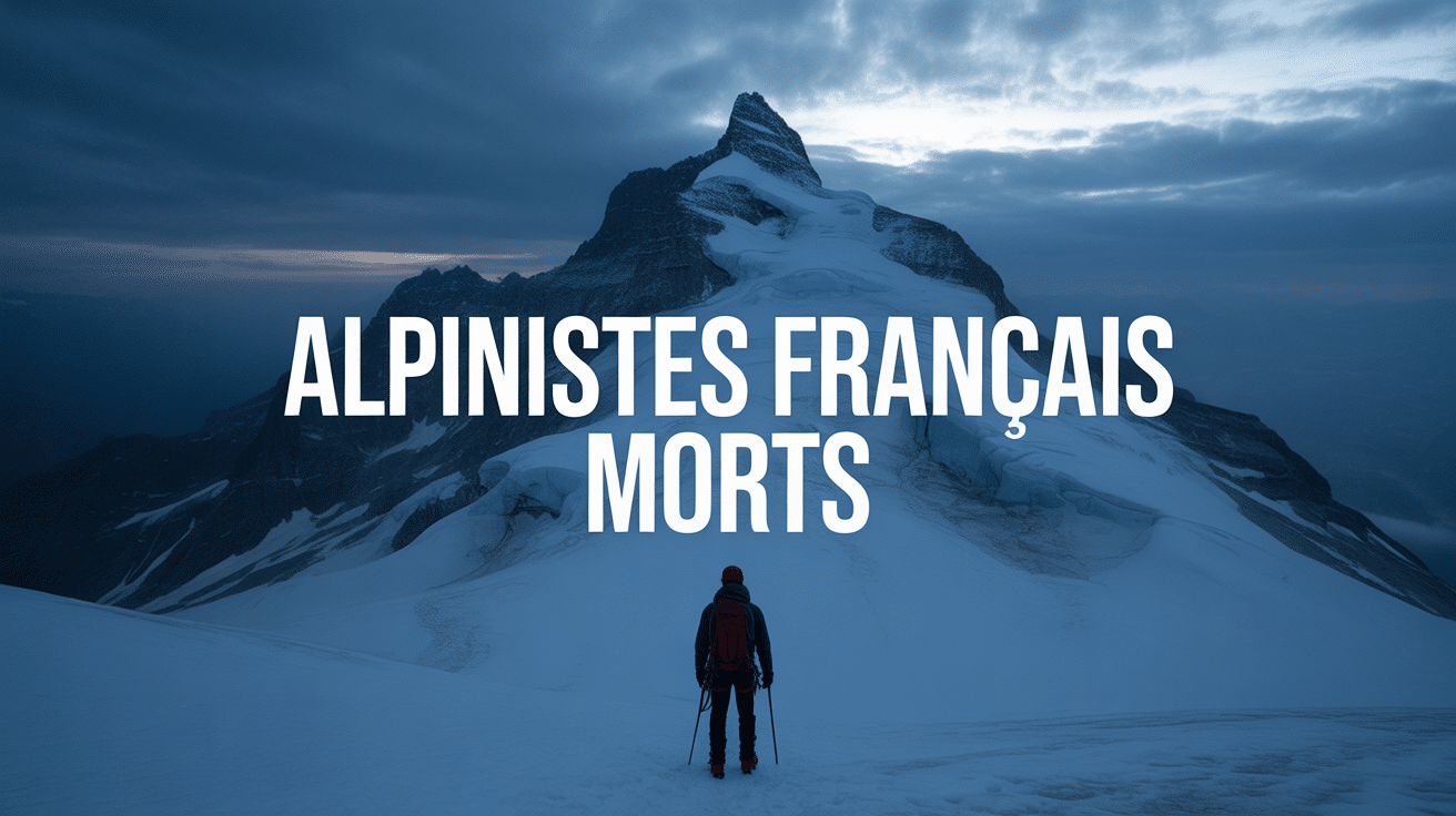 Silhouette alpiniste français mort face montagne enneigée