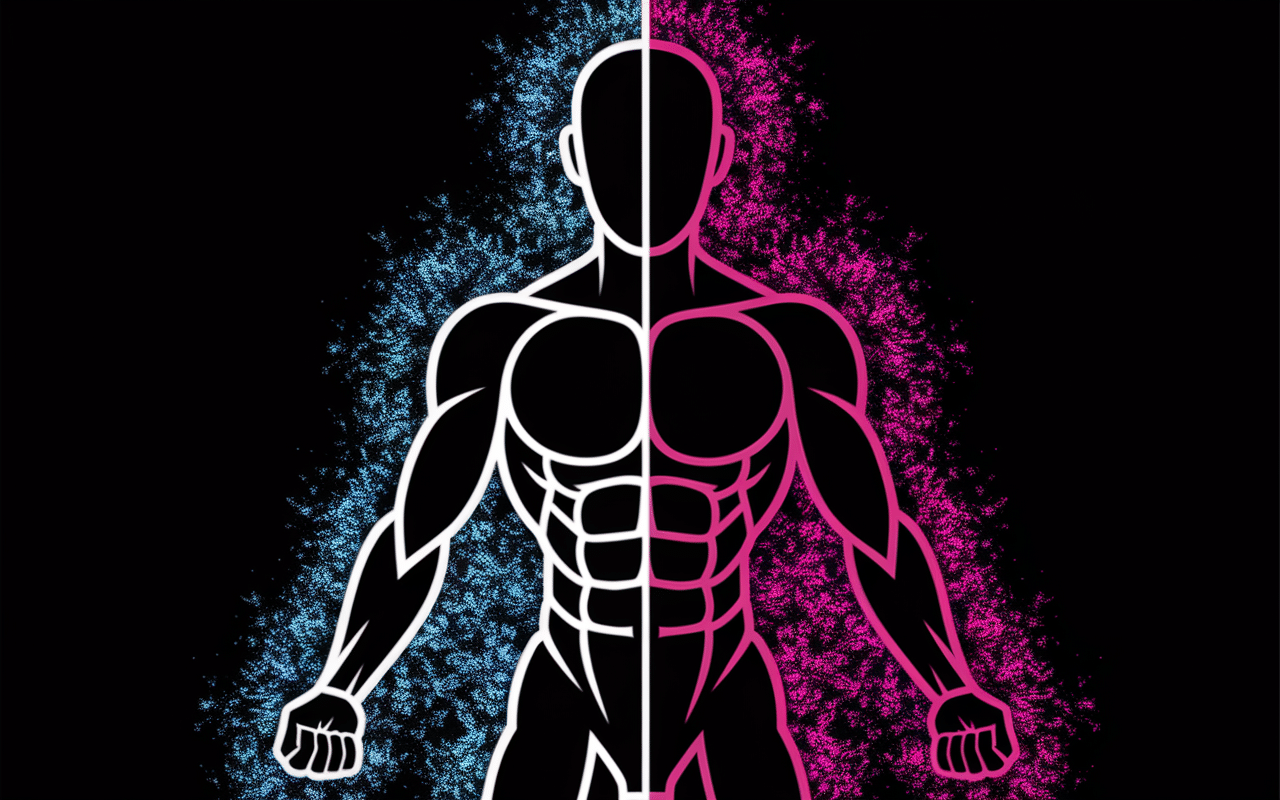 Silhouette corporelle avant/après Body Pump montrant muscles tonifiés