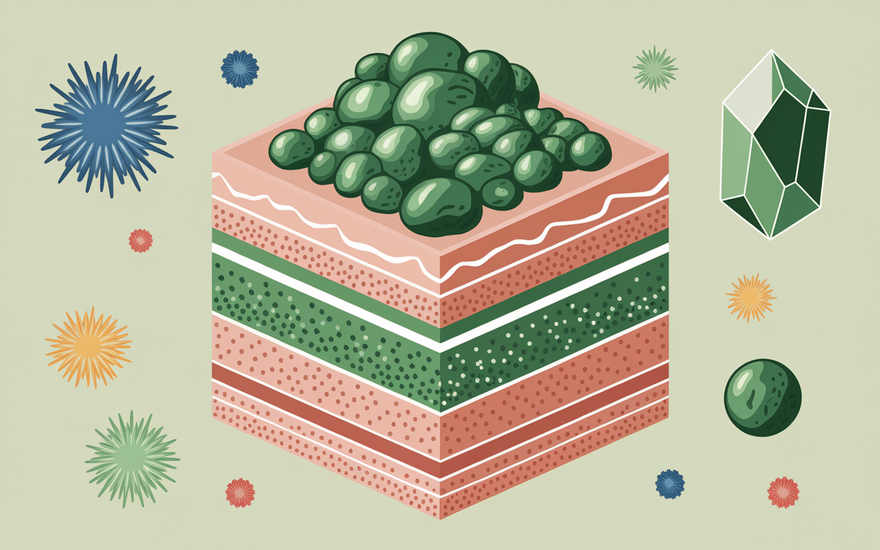 Coupe peau avec cataplasme argile verte et particules mineraux