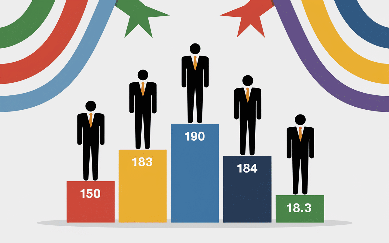 infographie podium taille moyenne homme monde pays