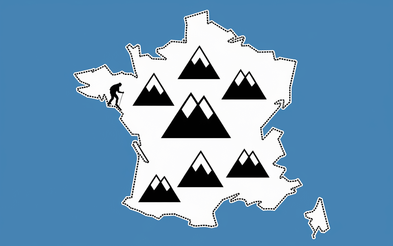 Carte France Climb Up avec pictogrammes grimpeurs