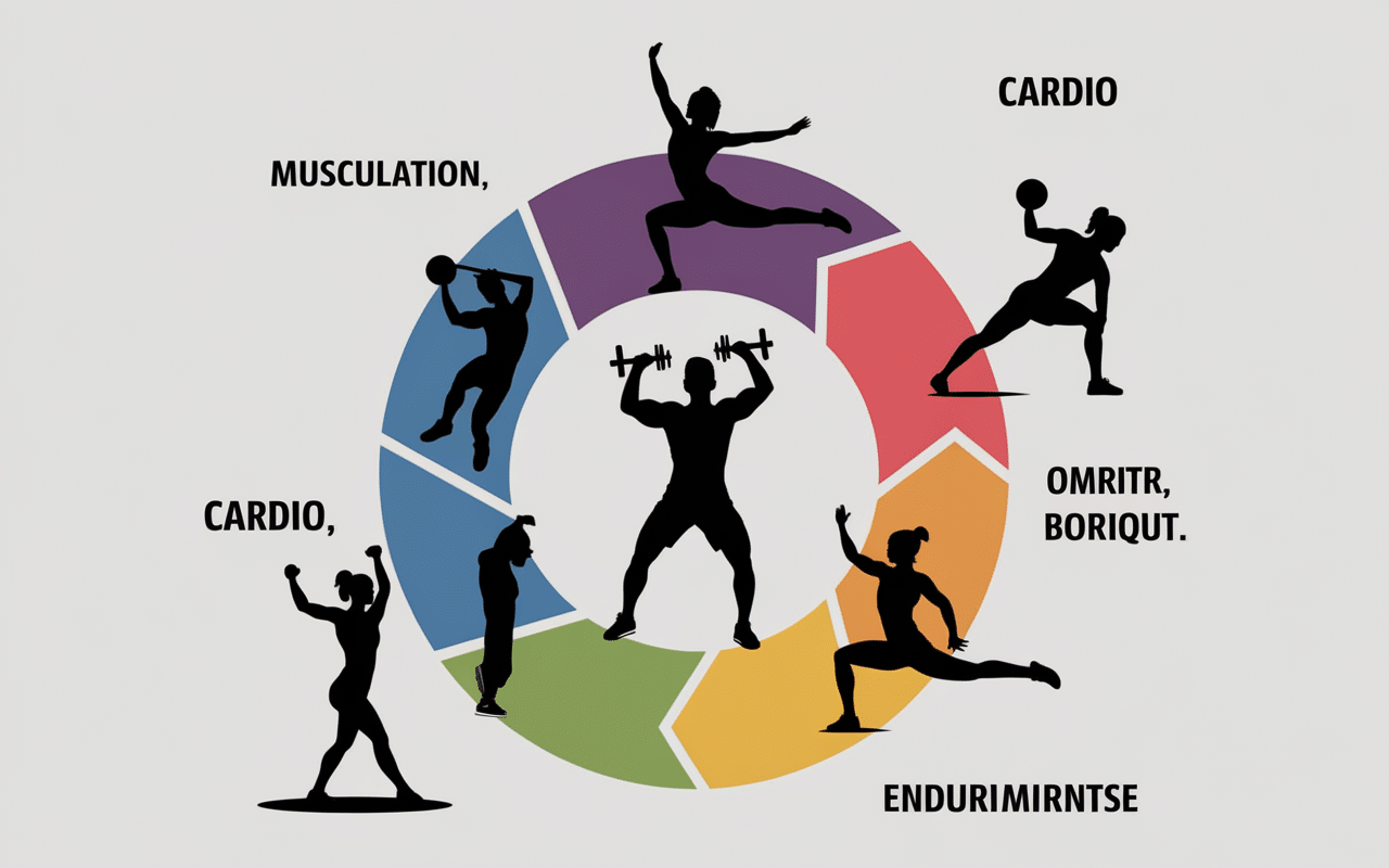 Exercices variés de cross training en infographie