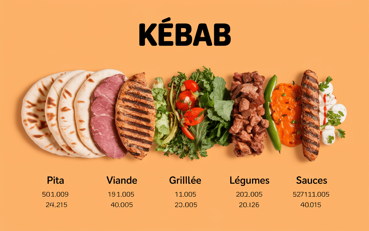 ingredients calorie kebab pain pita viande legumes sauces