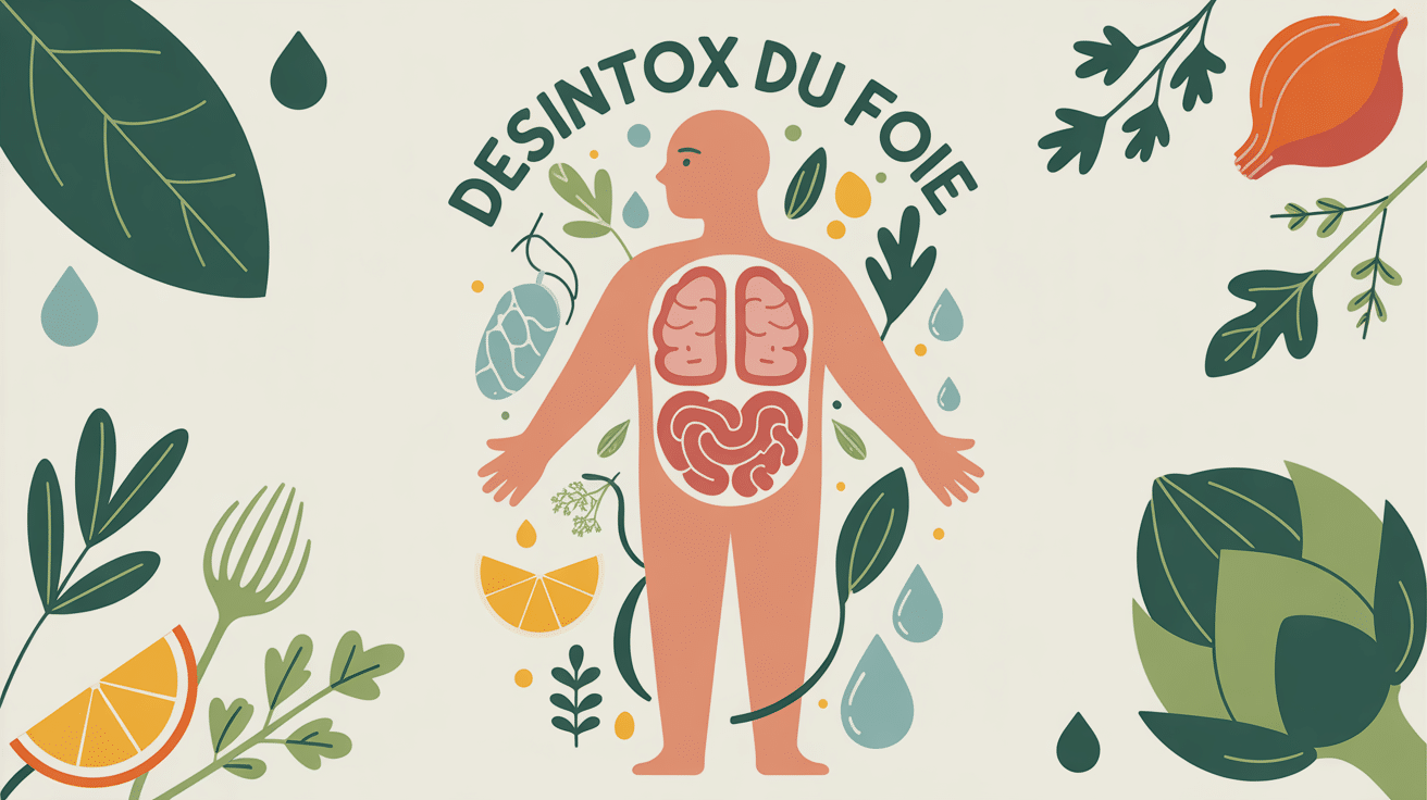 Illustration foie desintox naturelle vegetaux