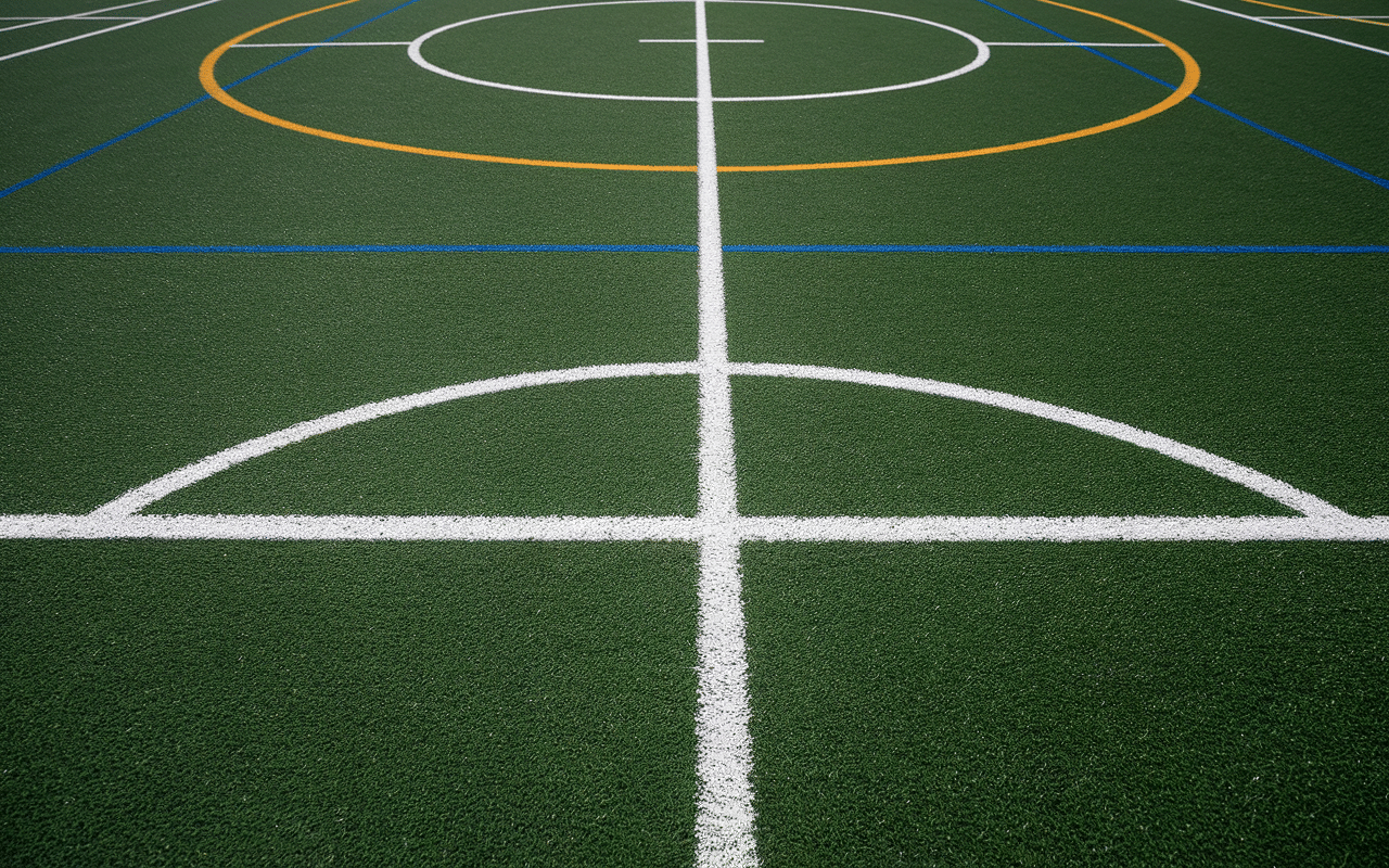 détail zones marquages terrain handball dimension lignes blanches surface but