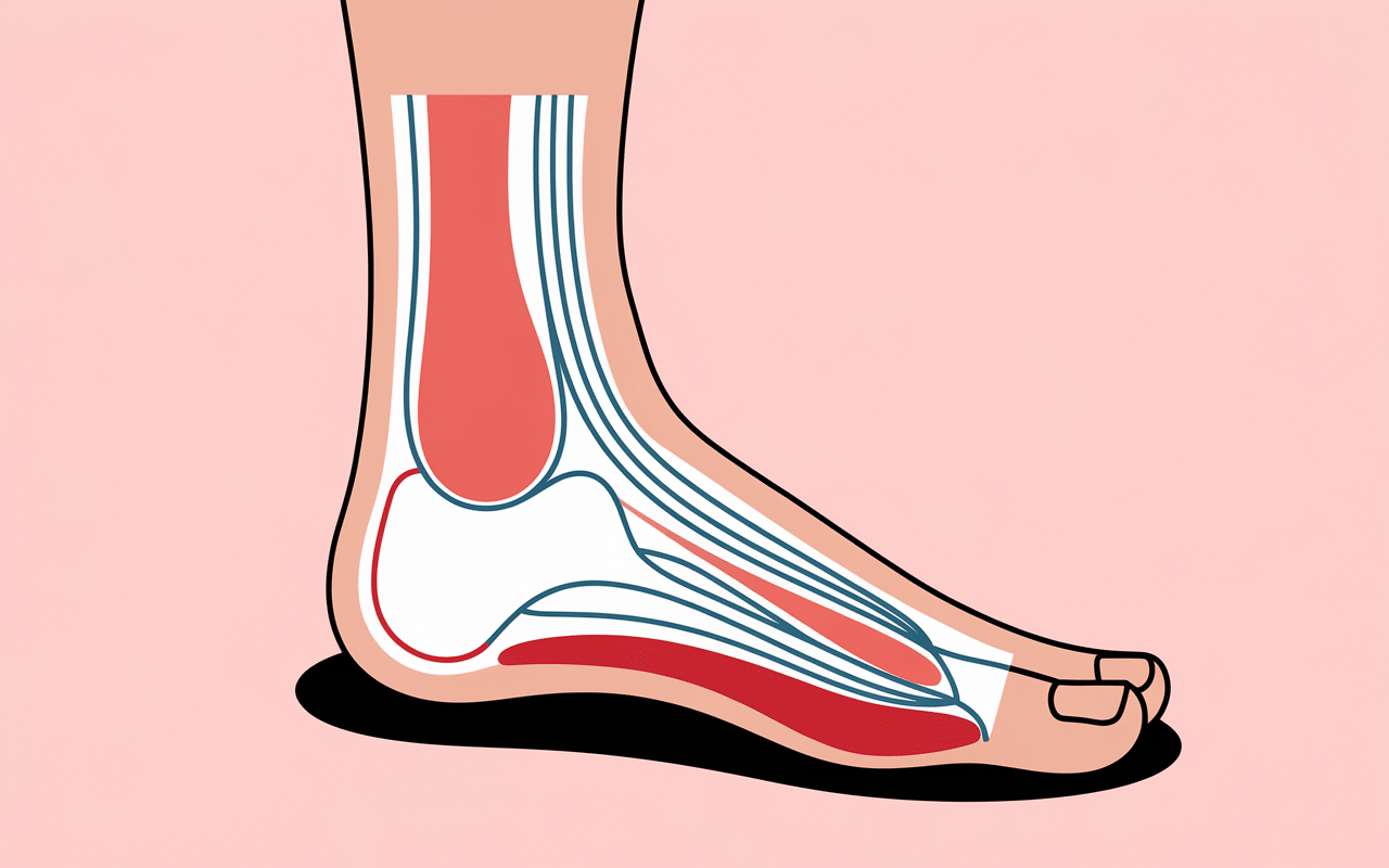 Illustration anatomique douleur sous le talon calcanéus fascia plantaire