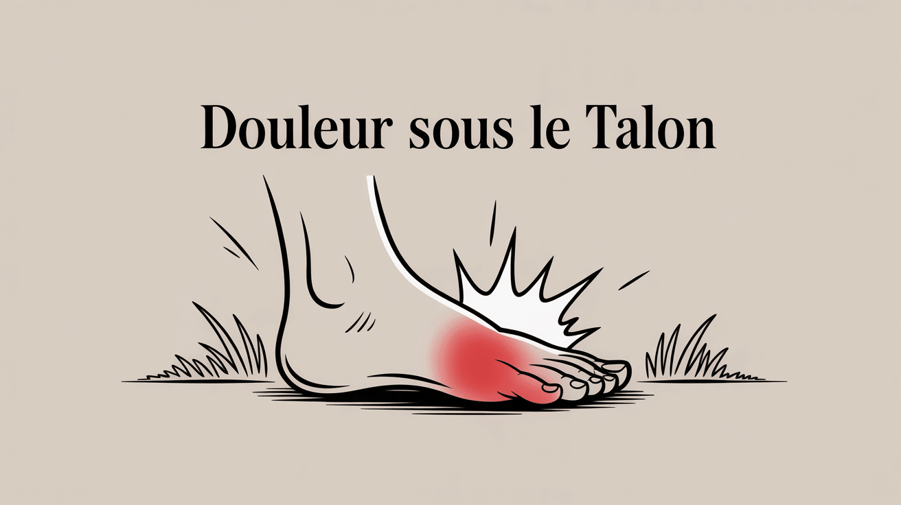 Pied avec douleur sous le talon marquée en rouge