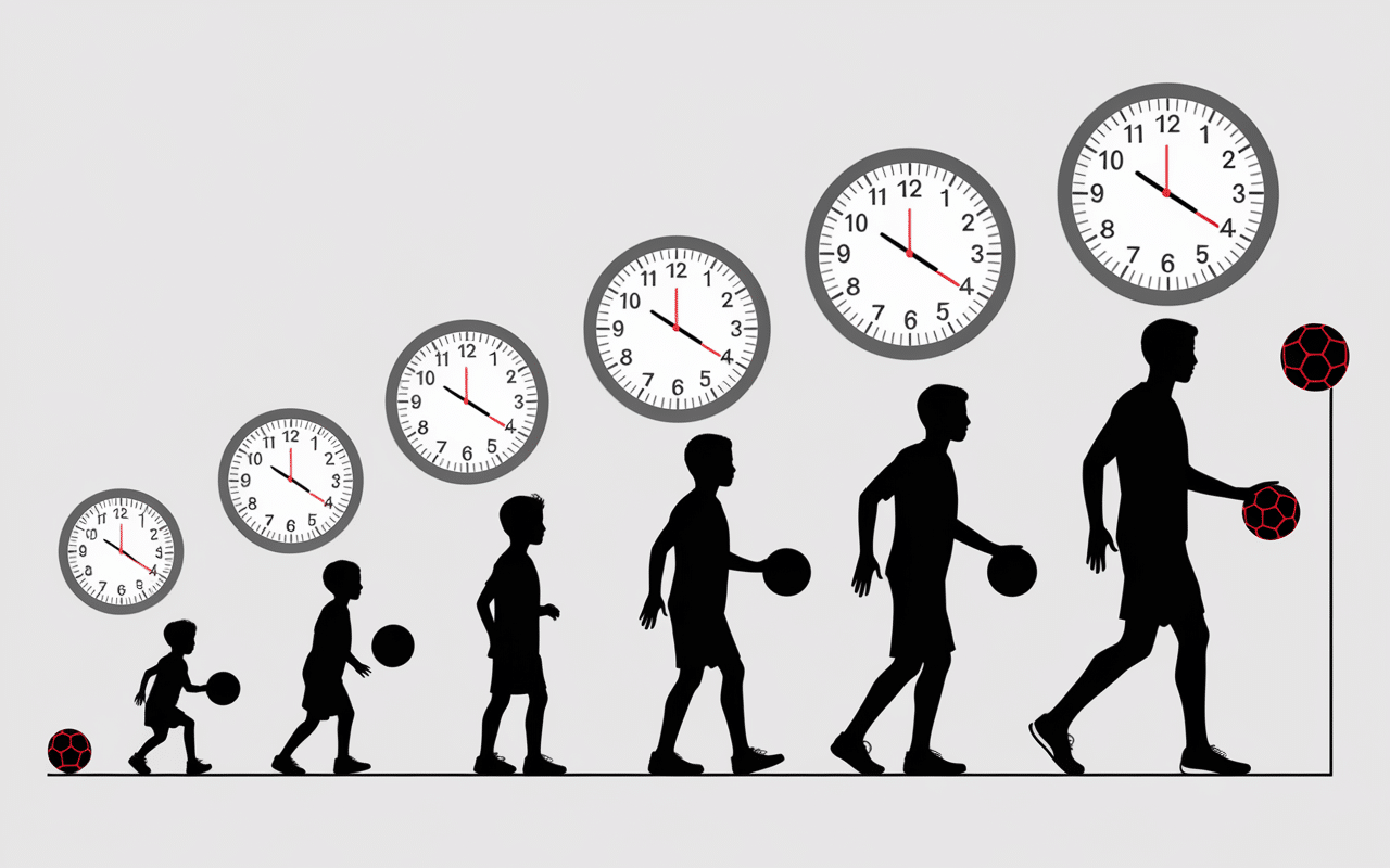 Silhouettes catégories âge durée match handball chronomètres diverses durées