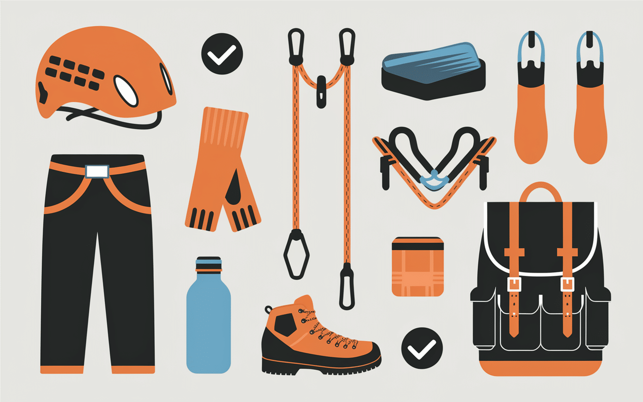 Equipement via ferrata corse casque baudrier longes