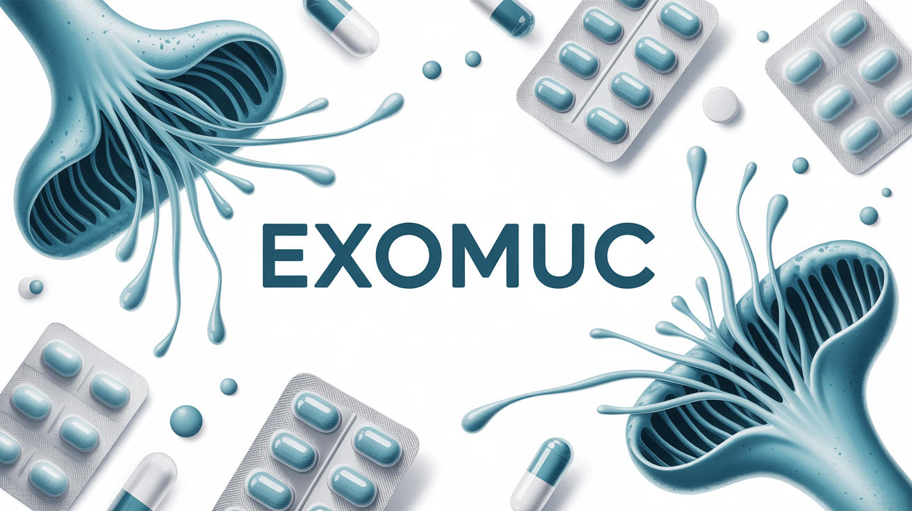 Illustration médicale Exomuc de transformation des mucosités bronchiques