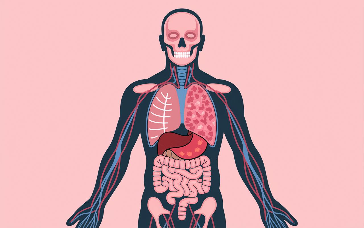 Schéma anatomique des systèmes impliqués par la glutamine