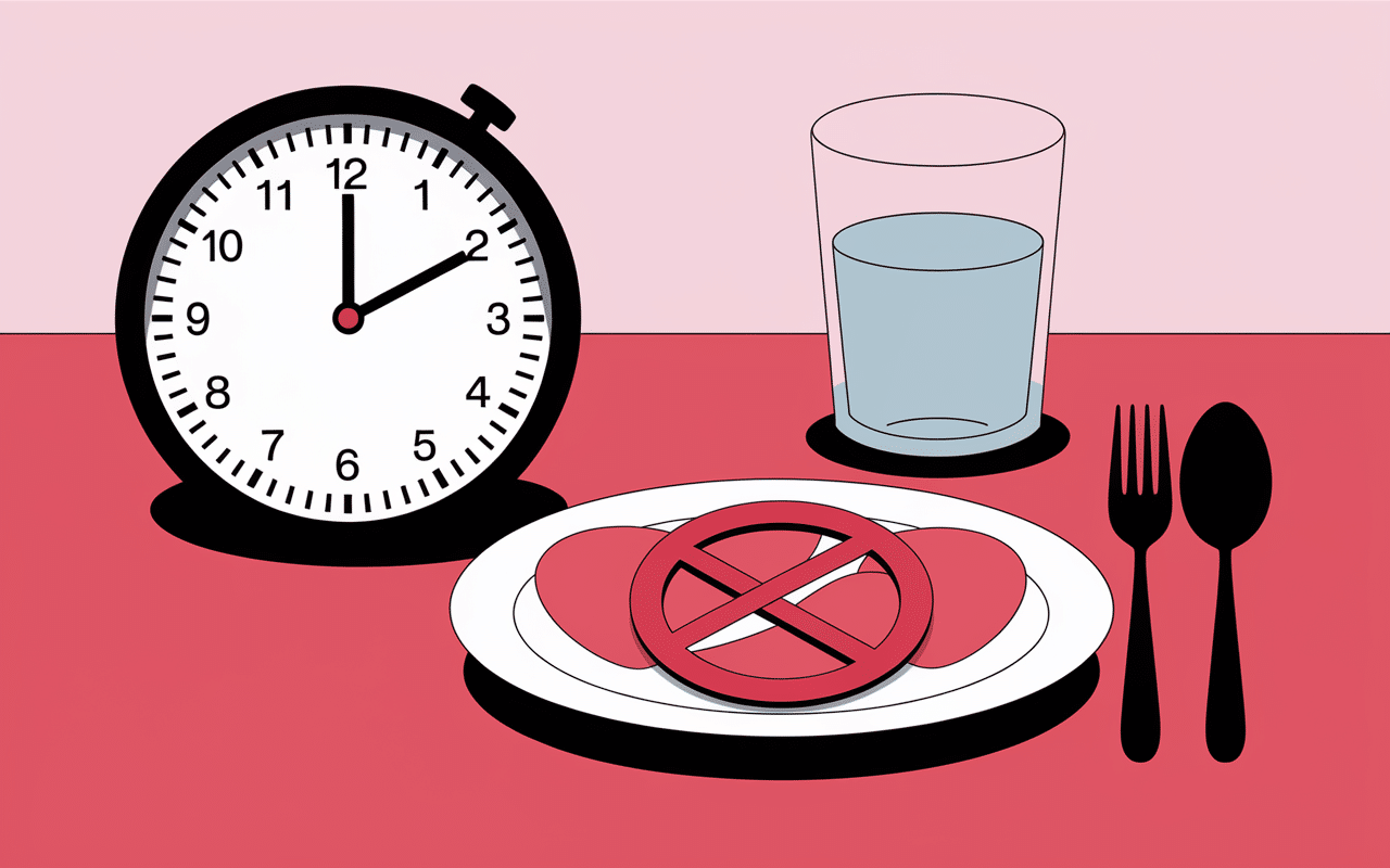 horloge indiquant 12h et verre d'eau pour prise de sang à jeun