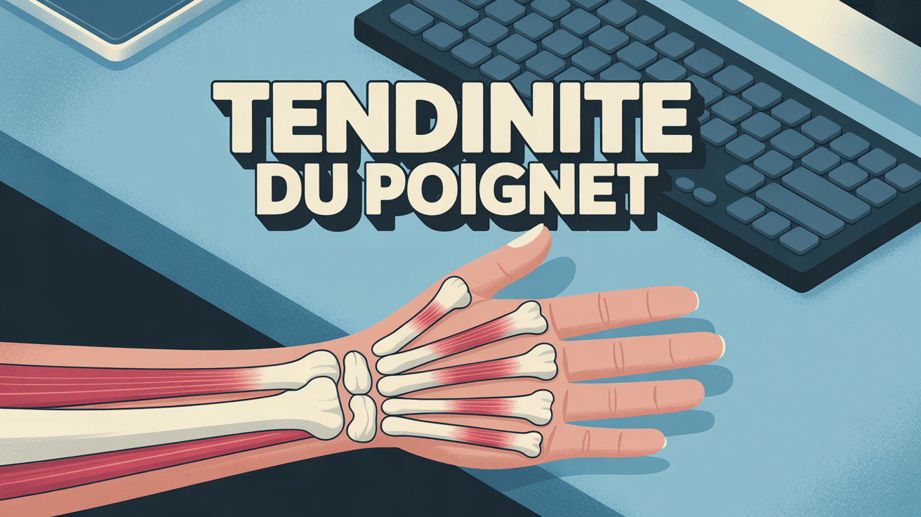 Illustration médicale tendre poignet avec inflammation rouge