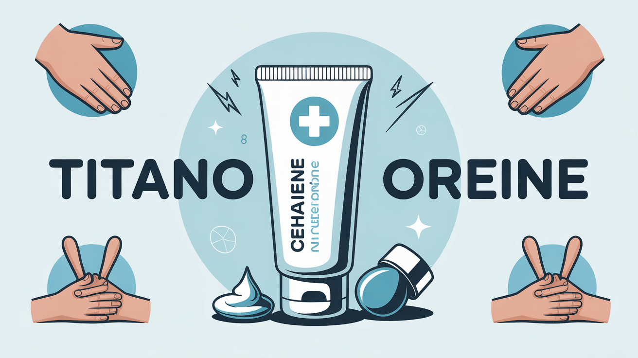 titanoreine creme tube avec applicateur et symboles de soulagement