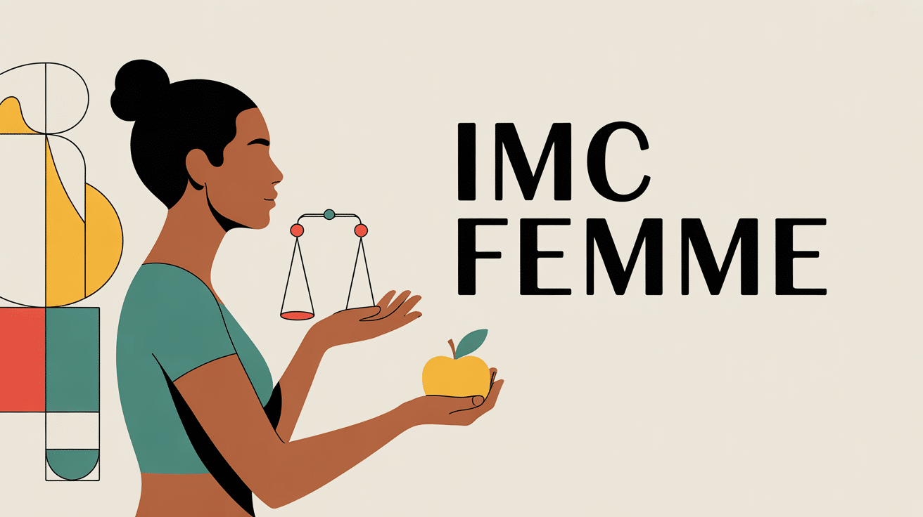 femme stylisee profil tenant balance et pomme imc femme calcul