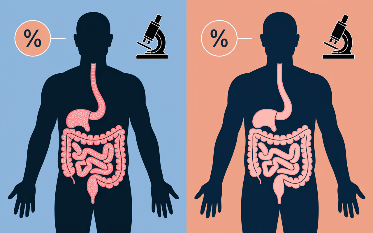 illustration comparaison intestins maladie coeliaque et intolerance gluten