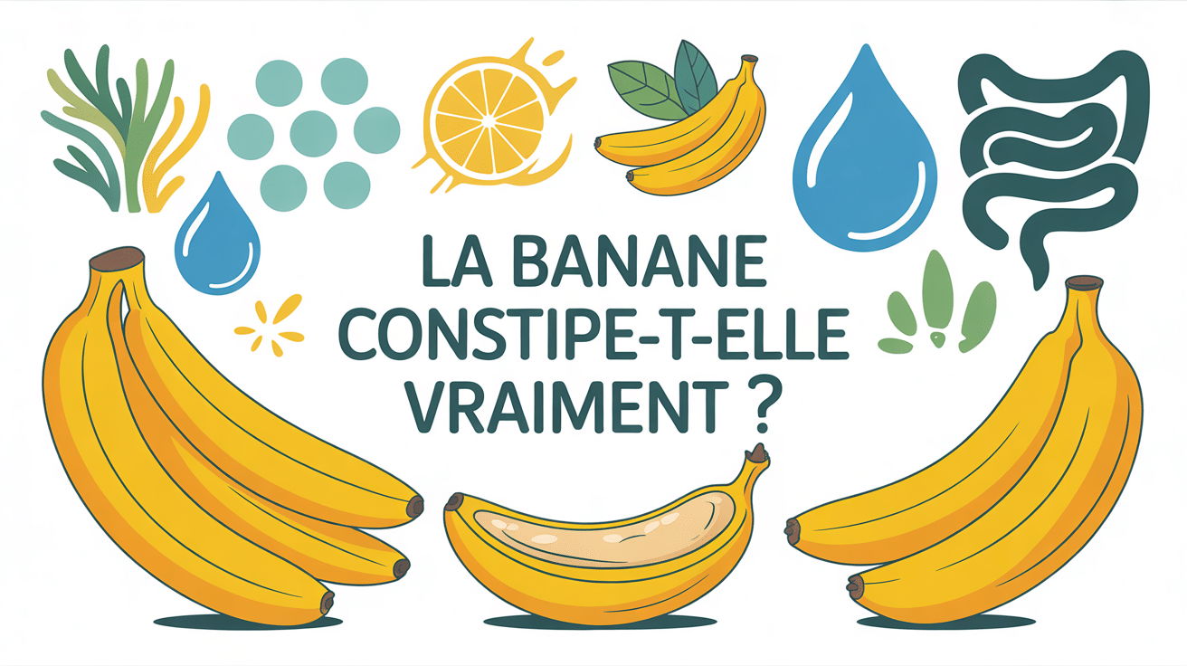 Illustration bananes jaunes mûres texte banane constipation