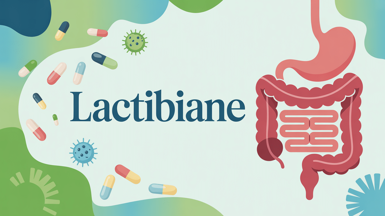 Intestin stylisé avec micro-organismes et probiotiques Lactibiane