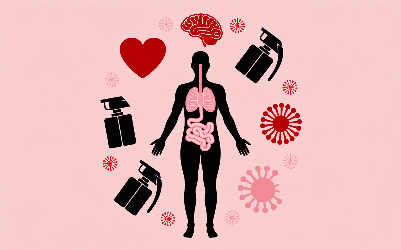 silhouette humaine avec icônes santé et grenades pour les bienfaits de la grenade