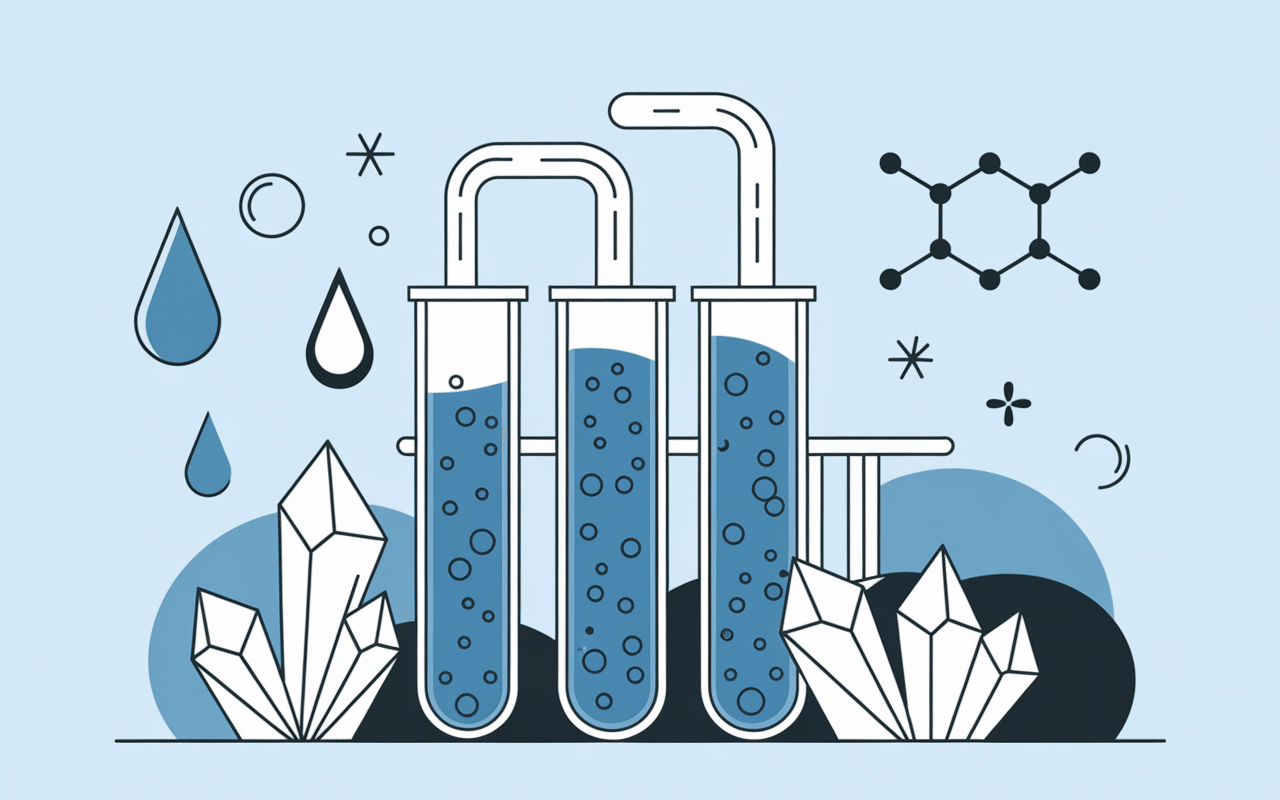 Extraction marine avec tubes à essai et cristaux pour magnésium marin