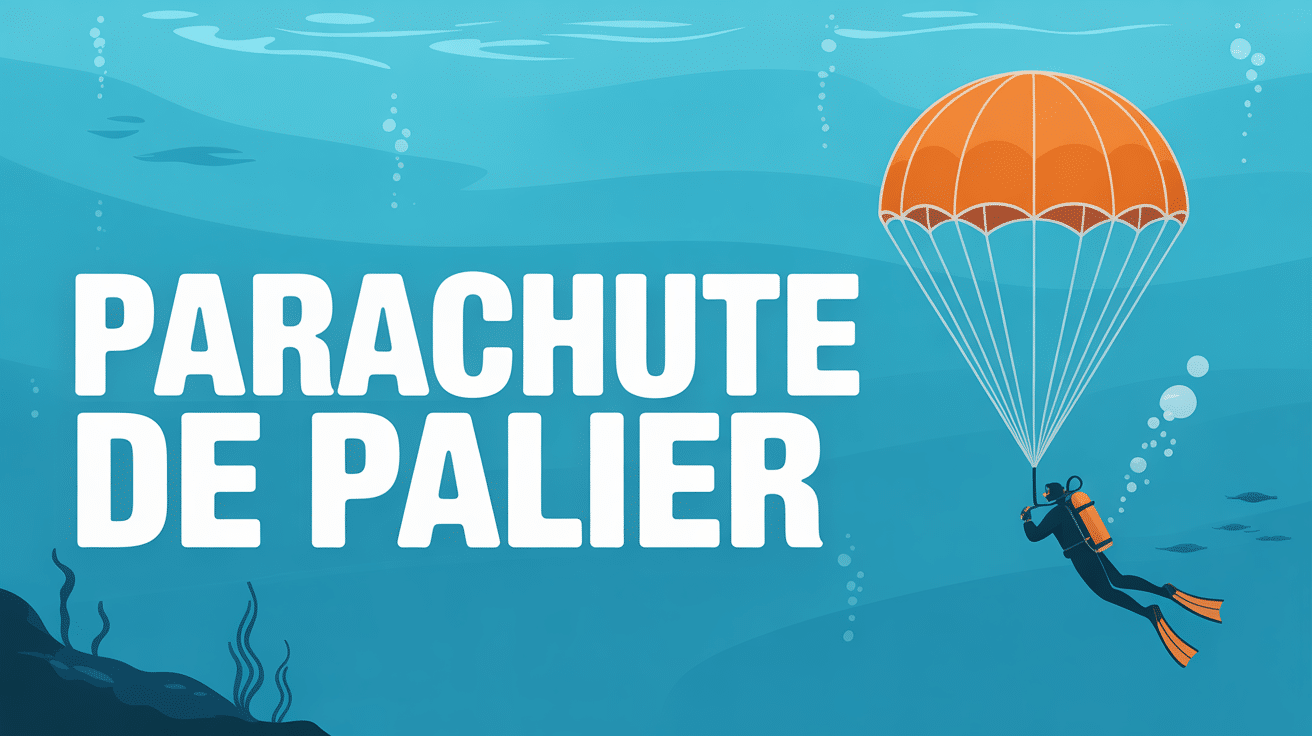 plongeur déployant parachute palier orange remontant surface