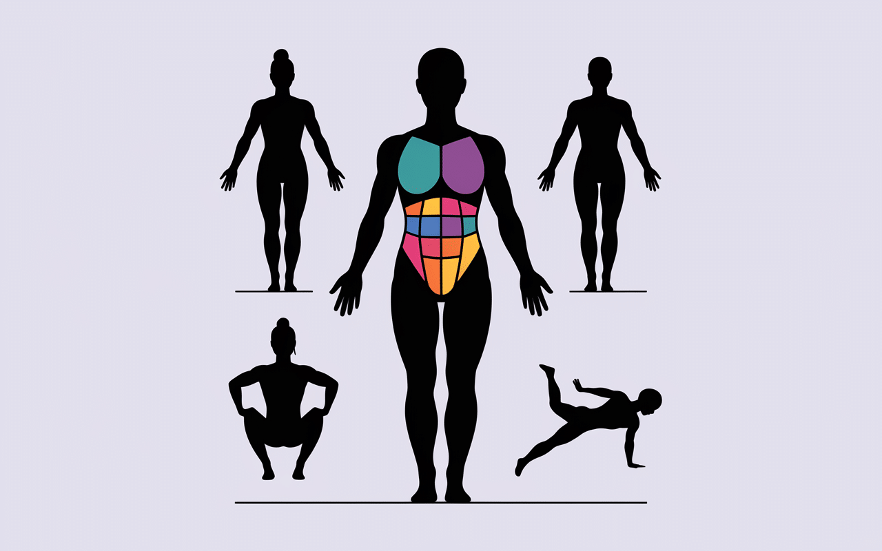 Silhouette muscles sollicités par pilates au mur