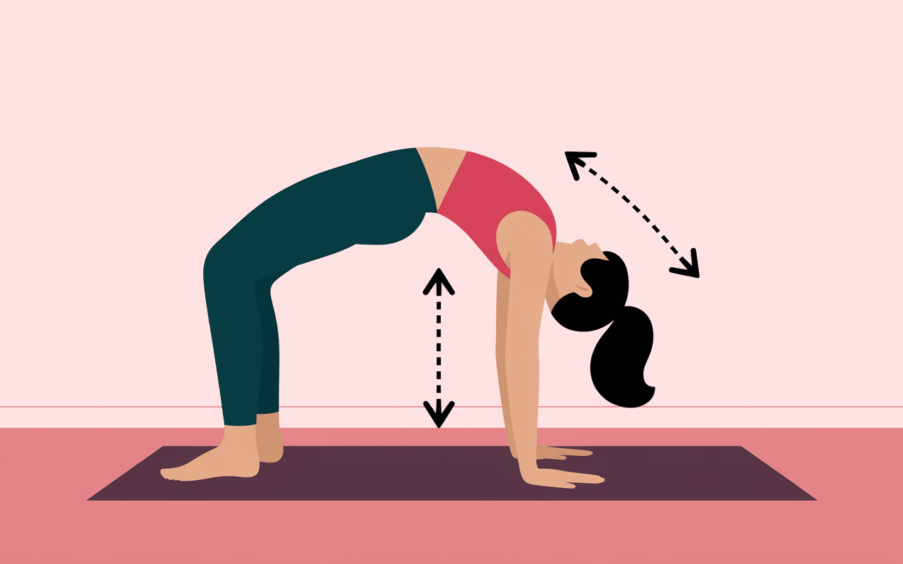 Étirement pilates au mur avec schéma explicatif