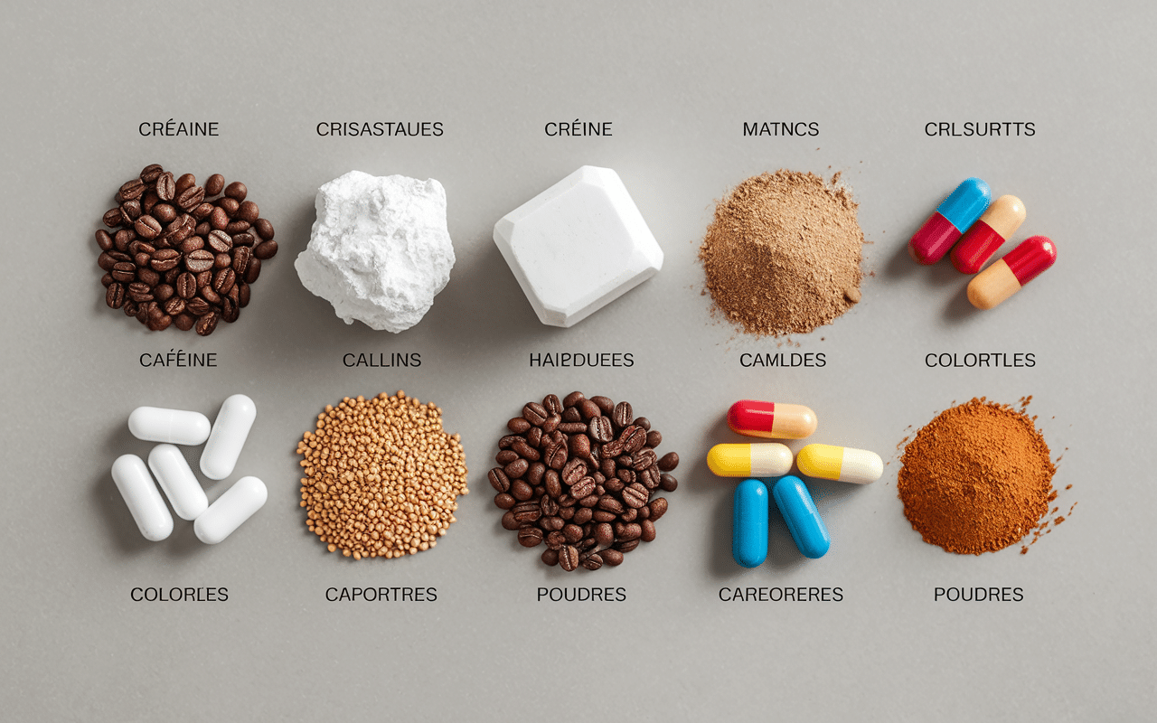 Composition des ingrédients de pre workout avec caféine et créatine