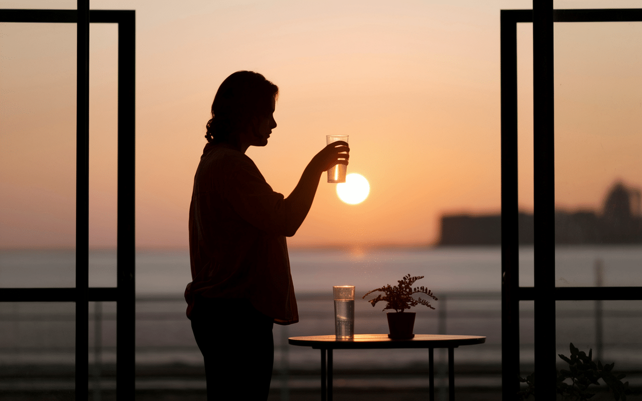 personne buvant eau le matin avant prise de sang à jeun