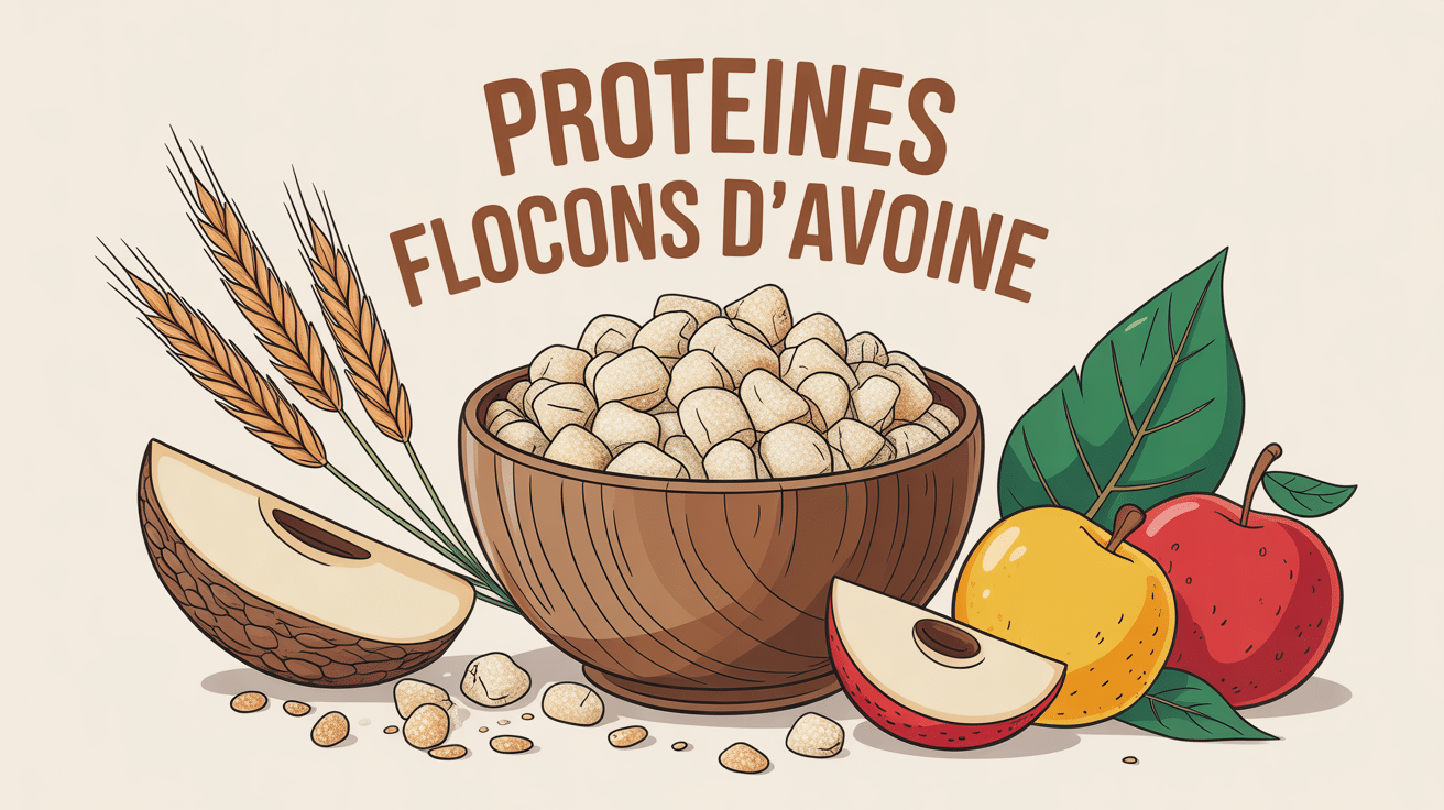Bol en bois avec proteine flocon d avoine et fruits frais