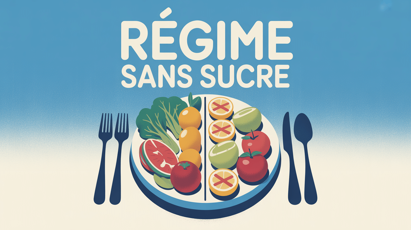 Comparaison visuelle régime sans sucre avec aliments sains et sucrés