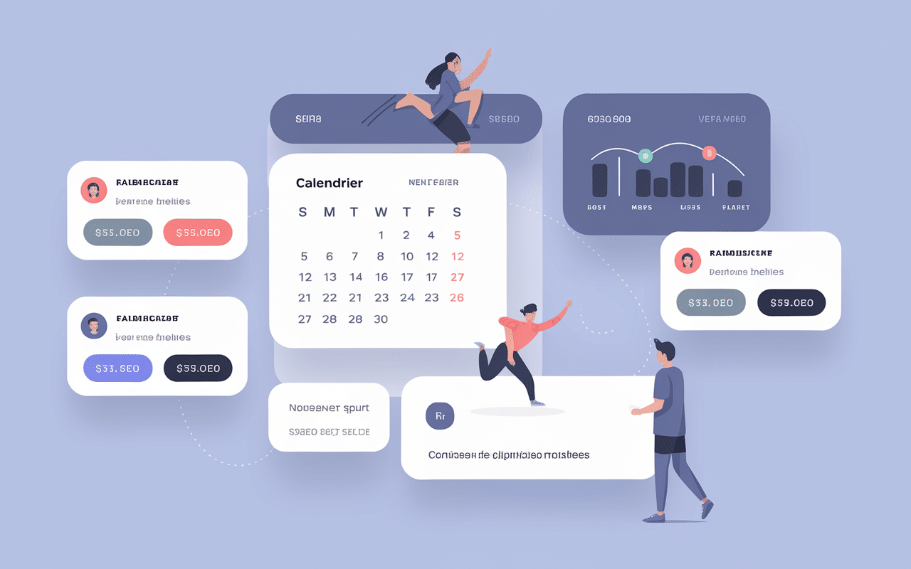 Dashboard Resamania avec modules de gestion fitness