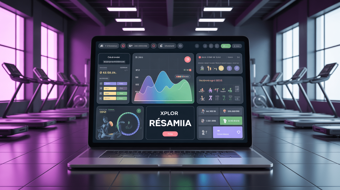 Interface logiciel Resamania avec tableaux de bord fitness