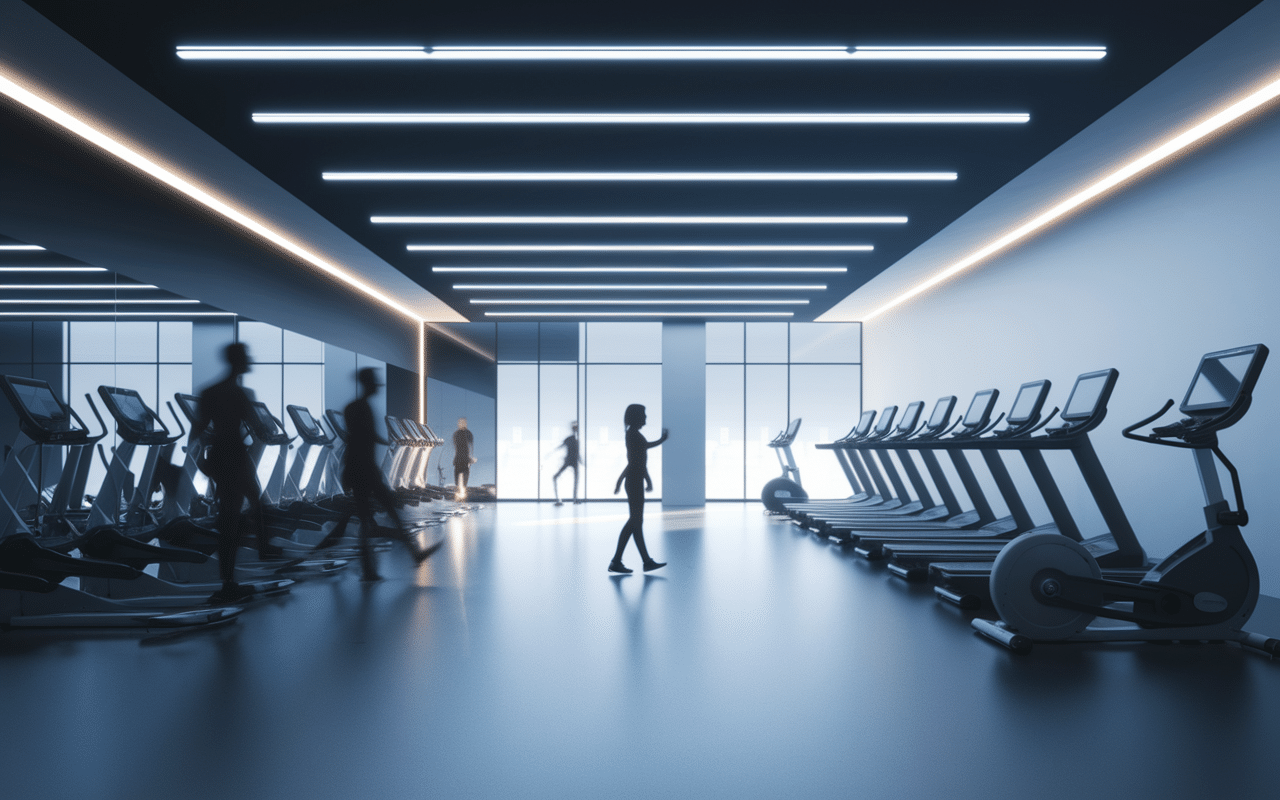 Environnement fitness moderne avec écrans Resamania