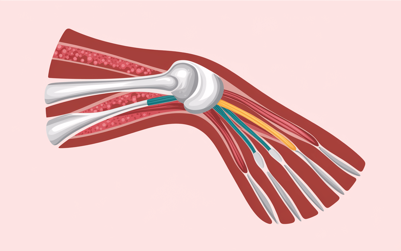Schéma poignet coupe transversale tendinite