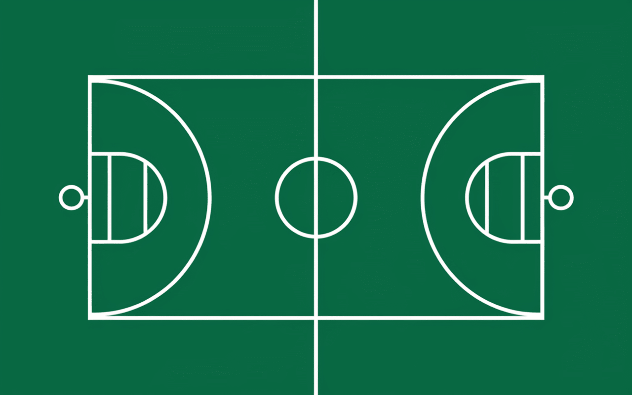 schéma terrain handball dimension standard 40m sur 20m avec zones colorées