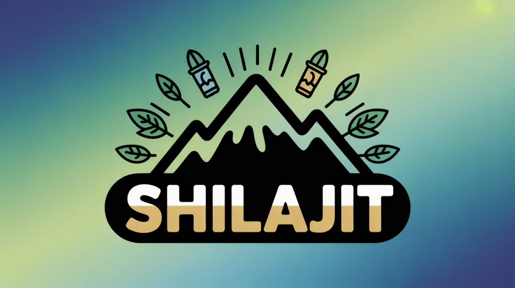 Shilajit résine noire avec symboles énergie