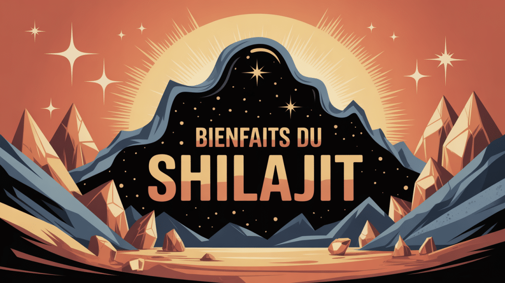 Résine de shilajit sur fond rocheux montagneux