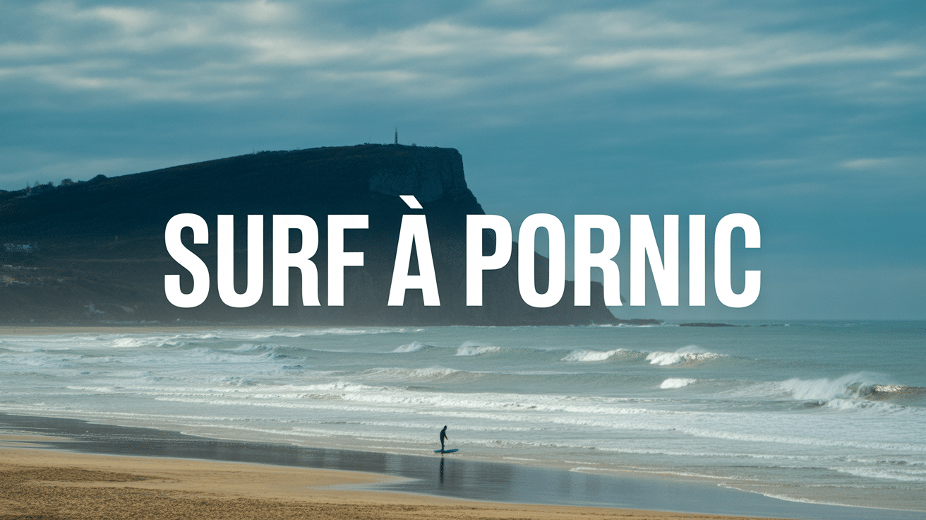 Plage atlantique avec surfeur silhouette surf pornic