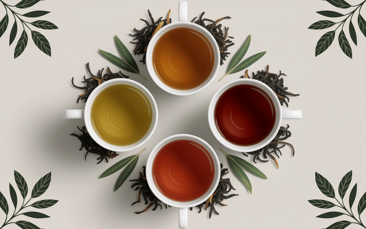 trois tasses de thé bio france perte de poids avec couleurs d'infusion différentes