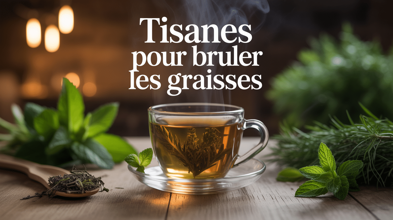 tasse fumante de tisane pour bruler les graisses avec plantes