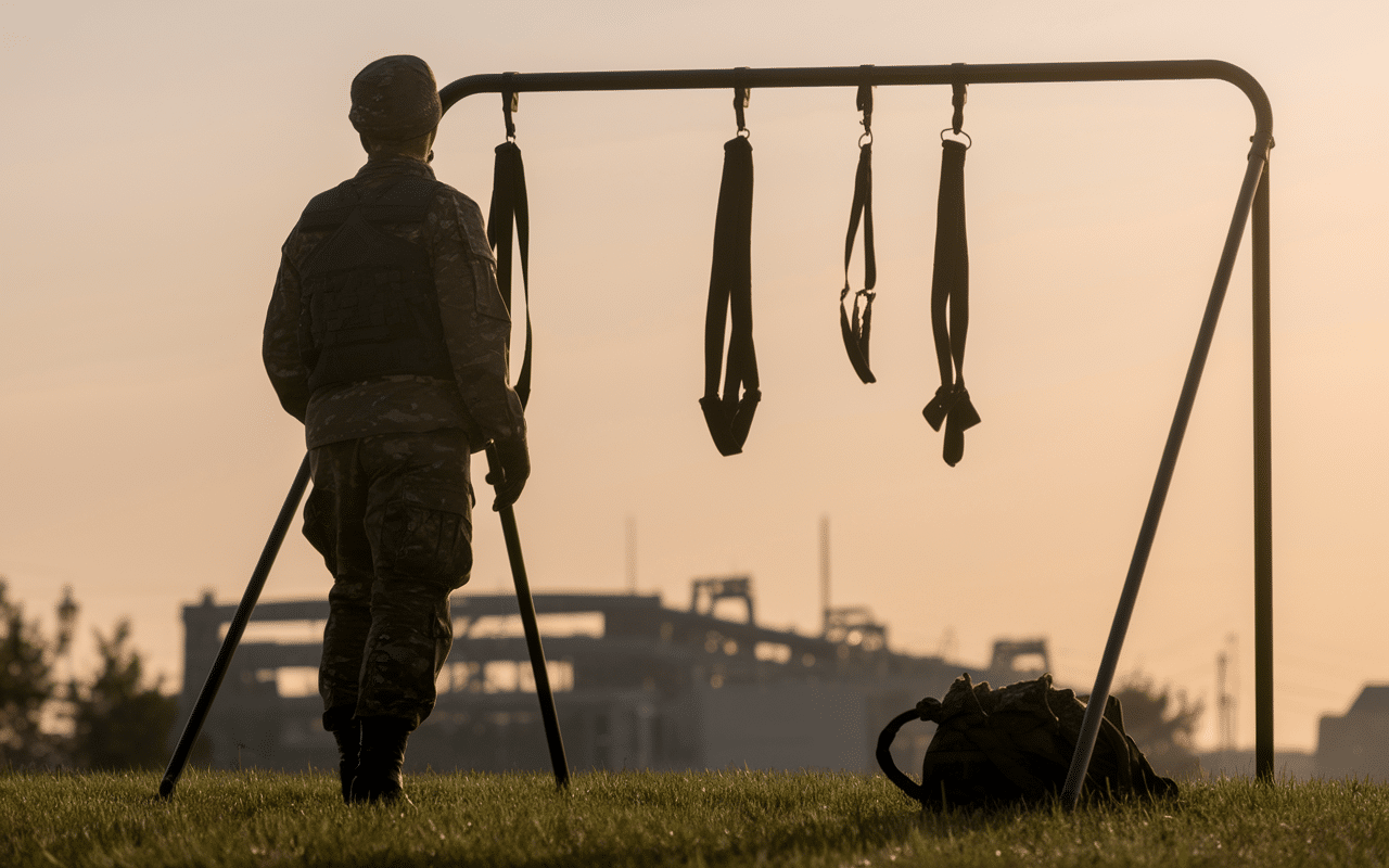 Sangles de suspension trx avec equipement militaire
